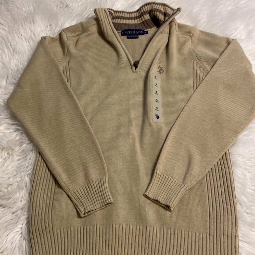 U.S.Polo Ass Man Sweater size S brand new color tan length 27” bust 36” - Picture 11 of 12